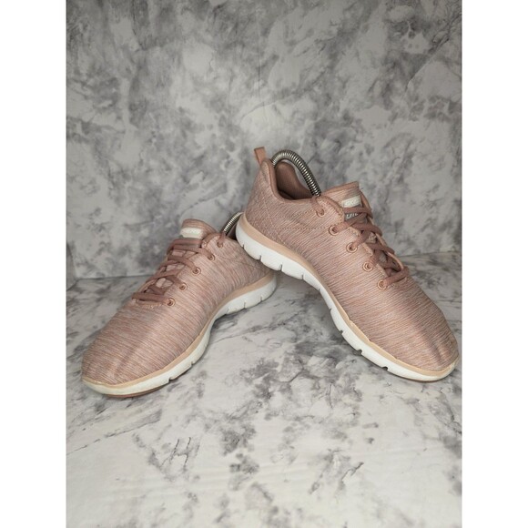Skechers Lite-Weight Memory Foam Sneakers Women Sz 7 Pink Running Jogging Shoes - Picture 1 of 9
